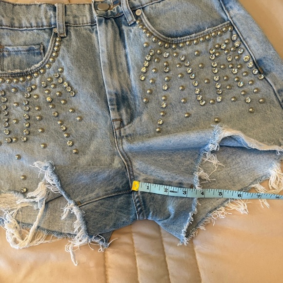 sparkly Blank NYC Blue Jean Shorts with Rhinestone Embellishments - Picture 5 of 8